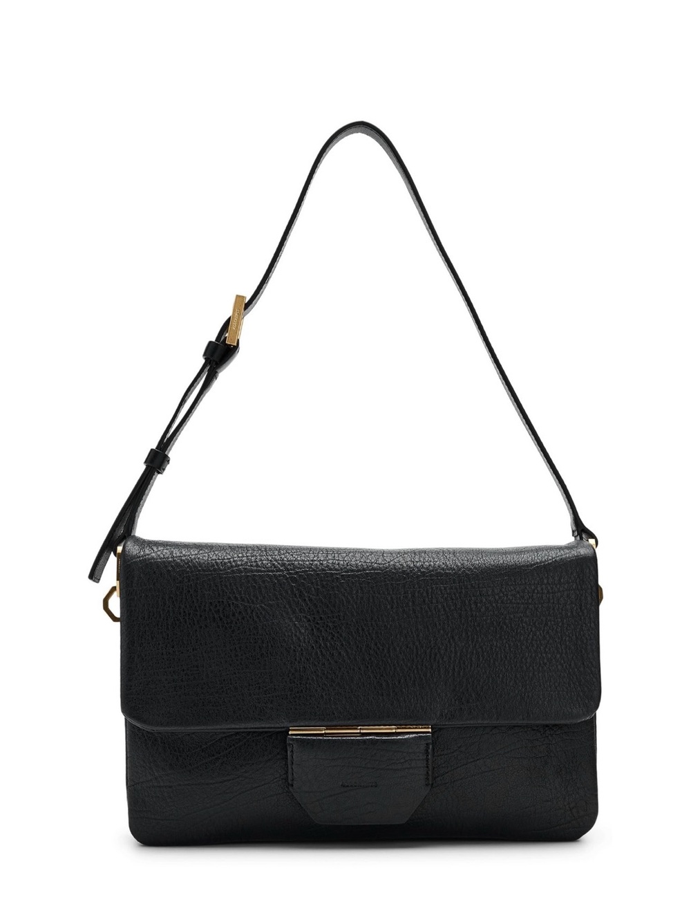 NWT Black All Saints Ondine Grain Leather Shoulder Bag